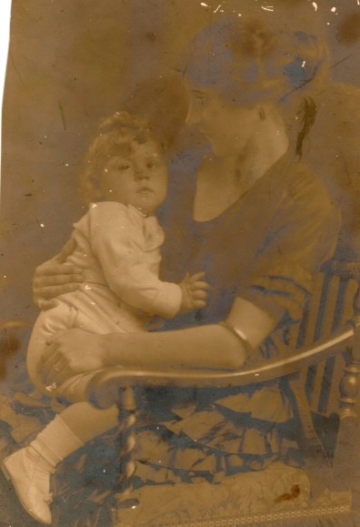 Stafford as a toddler in mothers arms - more contrast